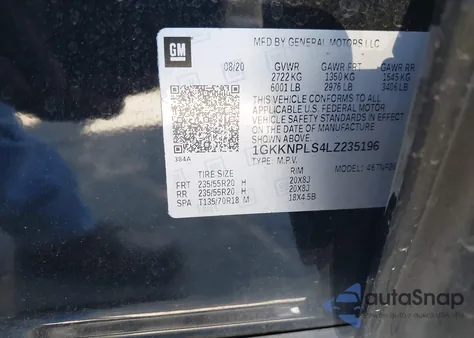 2020 GMC Acadia Fwd Denali из США, поврежденный, VIN 1GKKNPLS4LZ235196